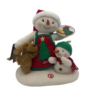 Hallmark 2015 Snowman Figurine With Dog & Snow Kid Time For Cookies